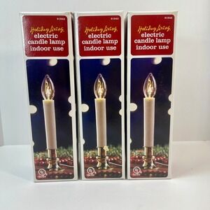 3 - Holiday Living Electric Candle Lamp Solid Brass Base 91943 BCLT-006 White
